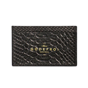 Porte-Cartes en Cuir Python Noir - Maison Godefroi