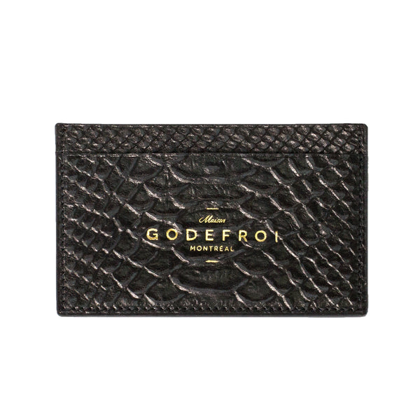 Porte-Cartes en Cuir Python Noir - Maison Godefroi
