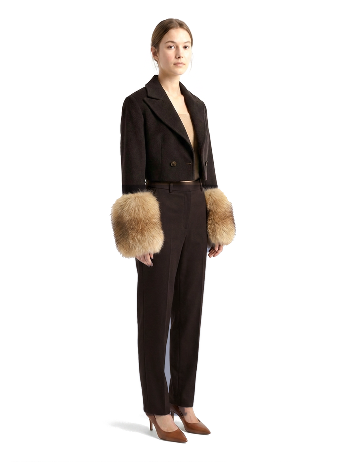 SUZANNE || Cropped wool & cashmere jacket with fur
