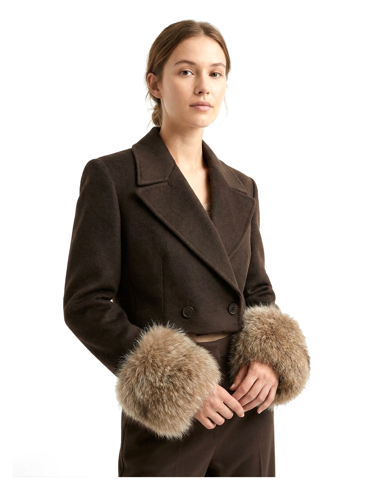 SUZANNE || Cropped wool & cashmere jacket with fur