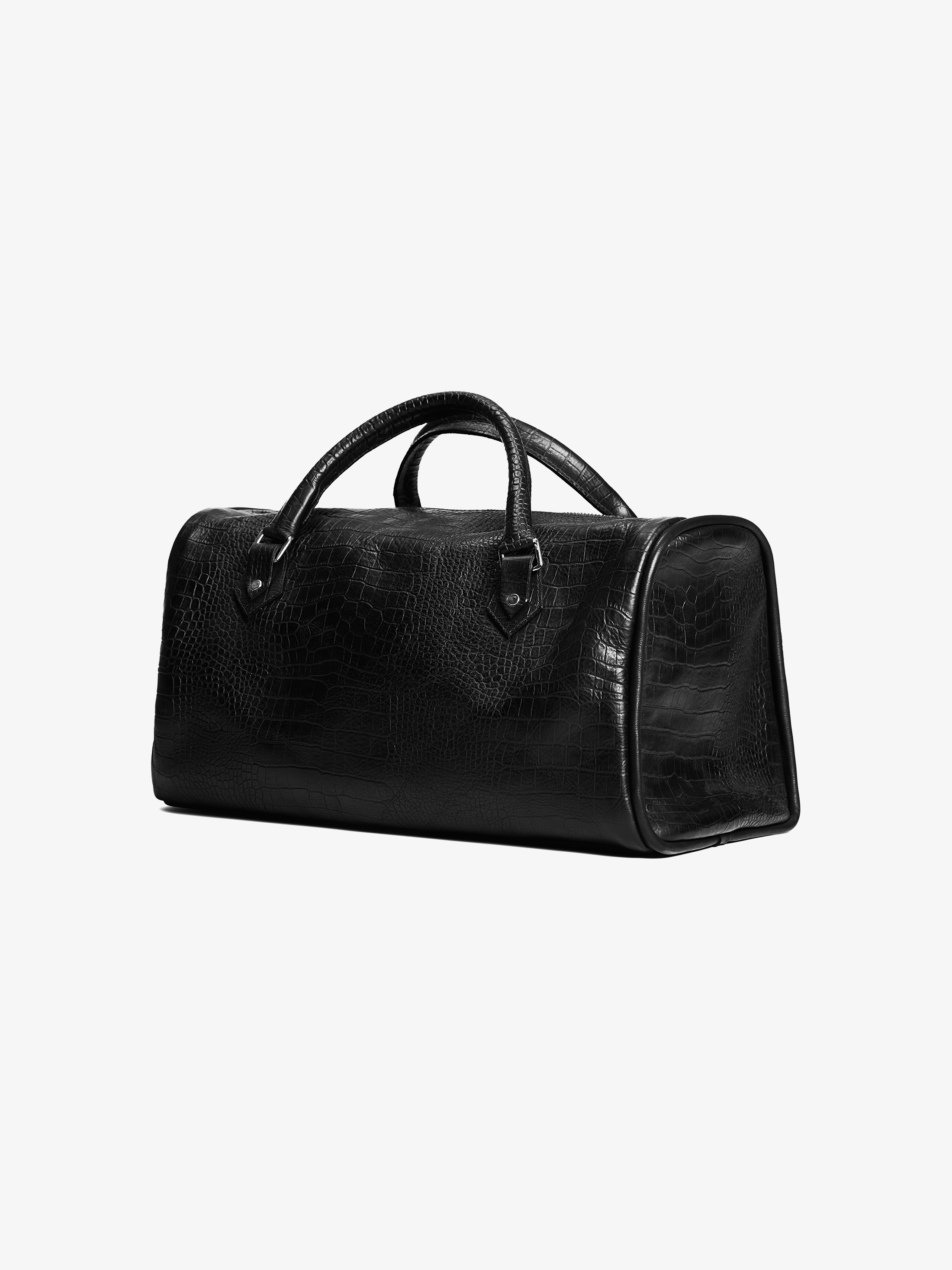 Sac duffle || cuir noir embossé croco