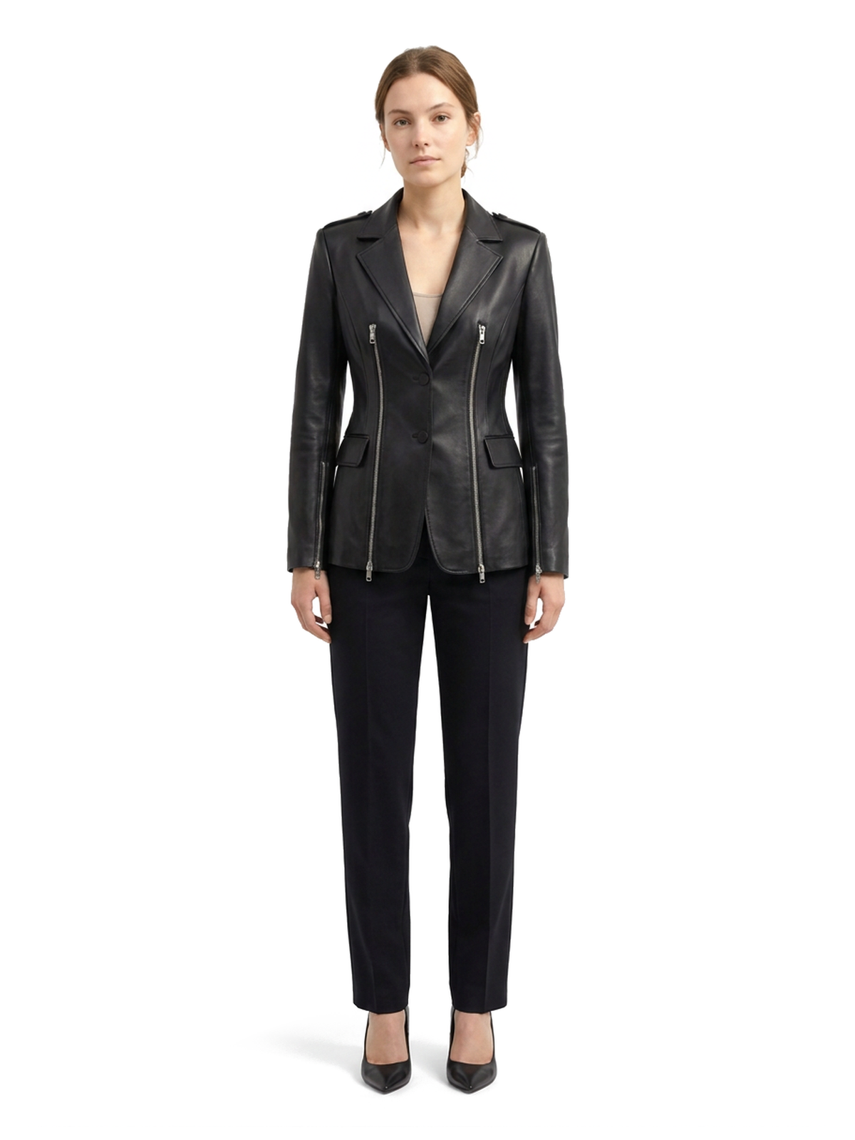 VALÉRIE || Blazer zippé en cuir