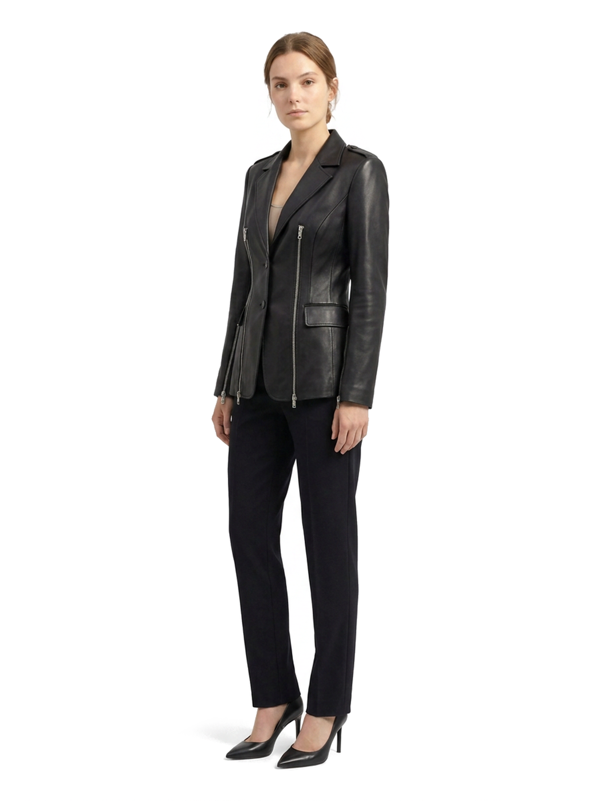 VALÉRIE || Blazer zippé en cuir
