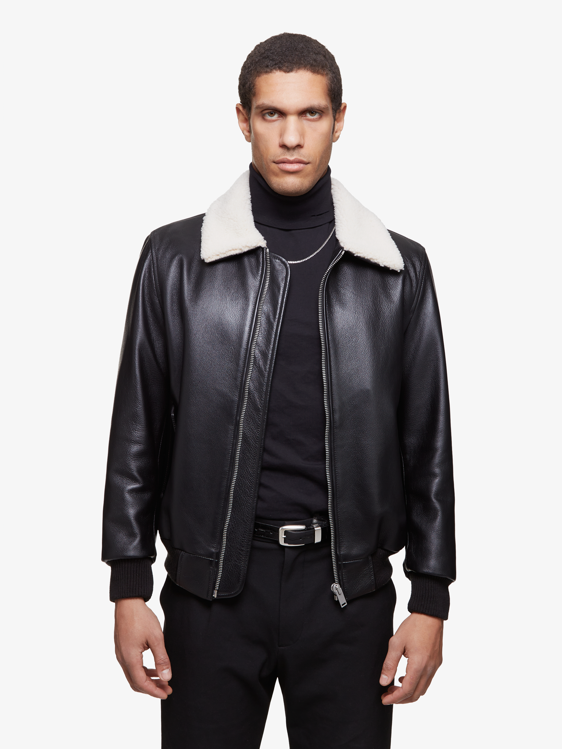 Horizon || Bomber en cuir & laine mérino