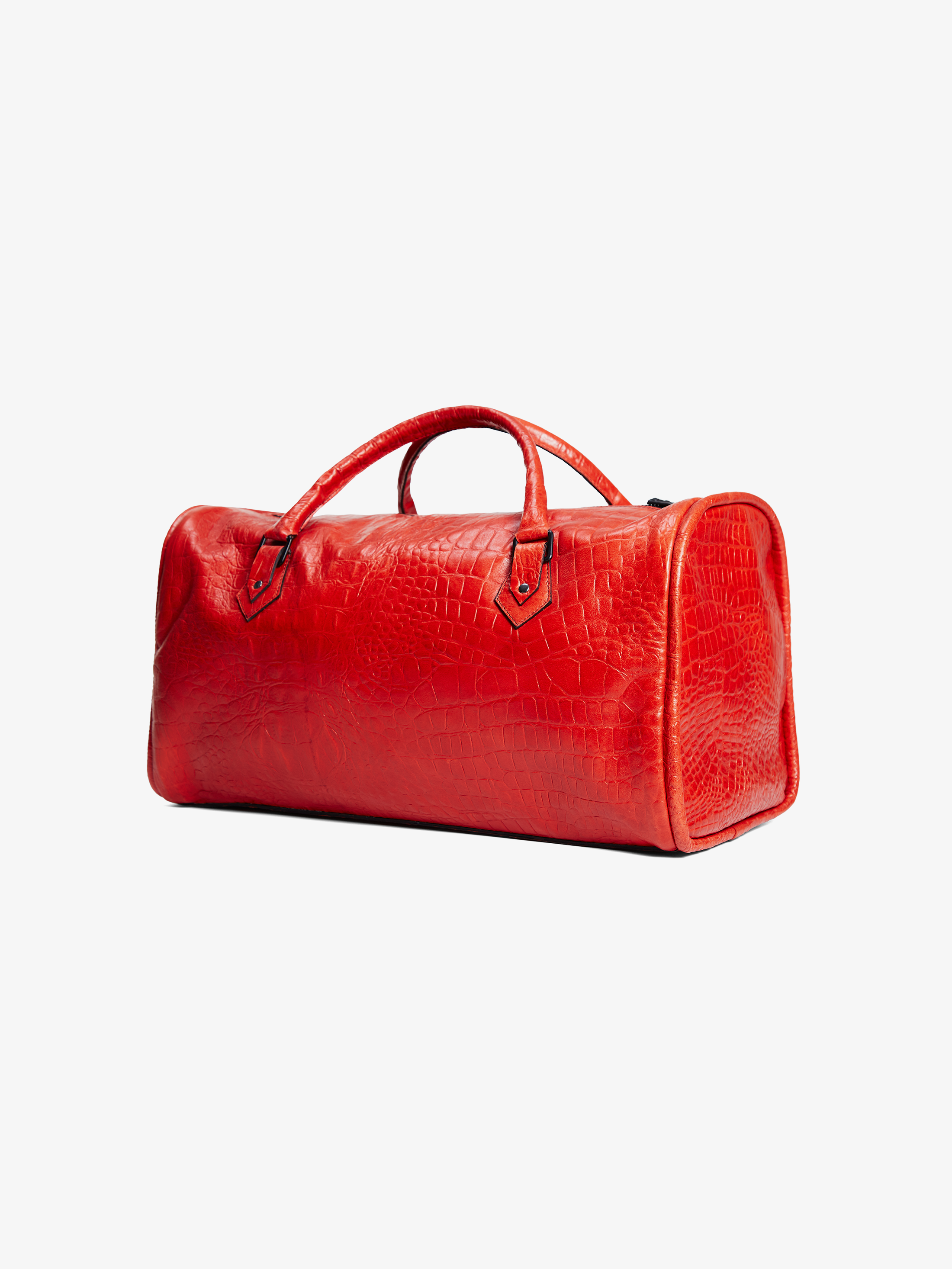 Sac duffle || cuir rouge embossé croco