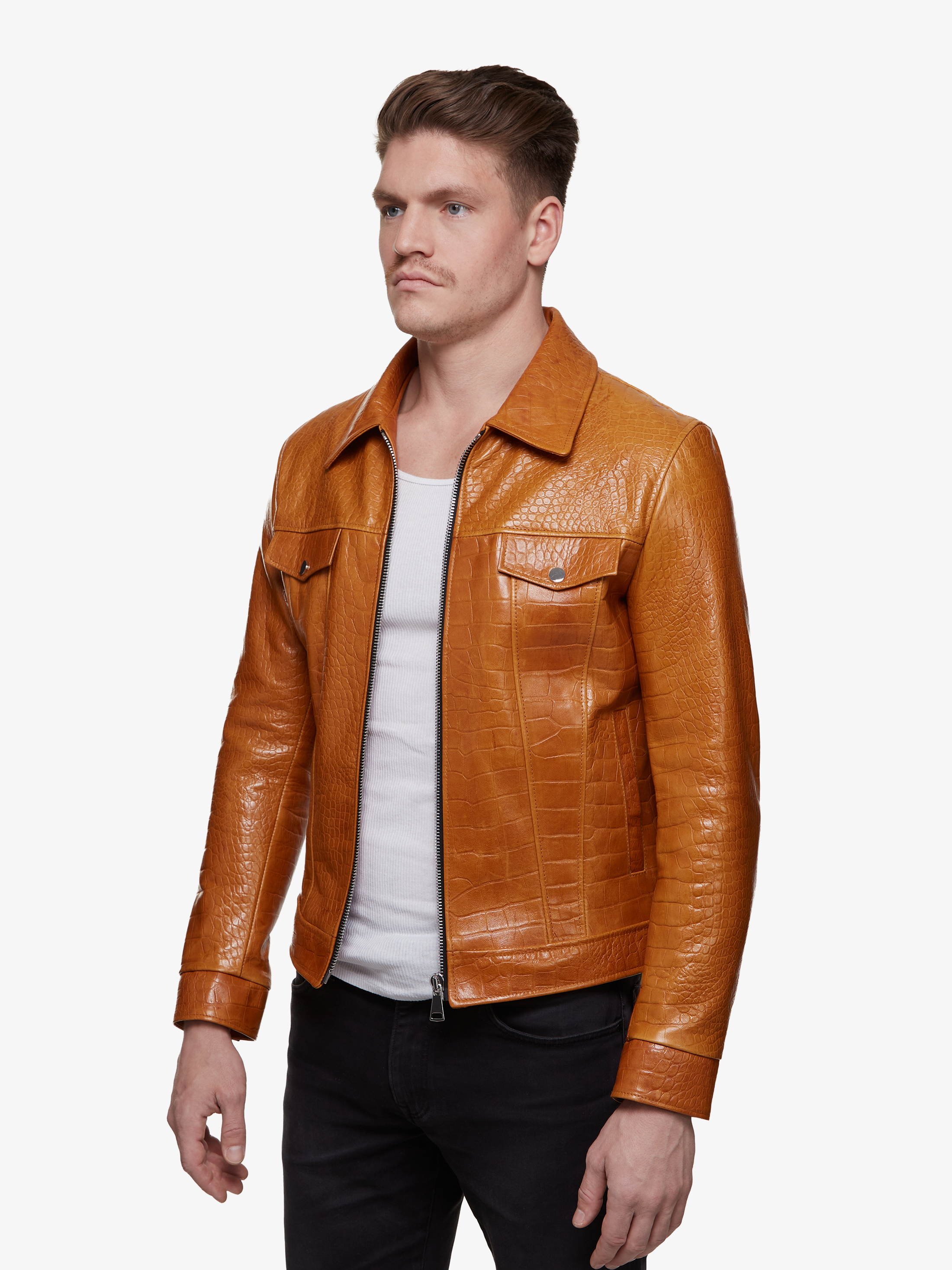 Summit cognac || Manteau en cuir de chèvre