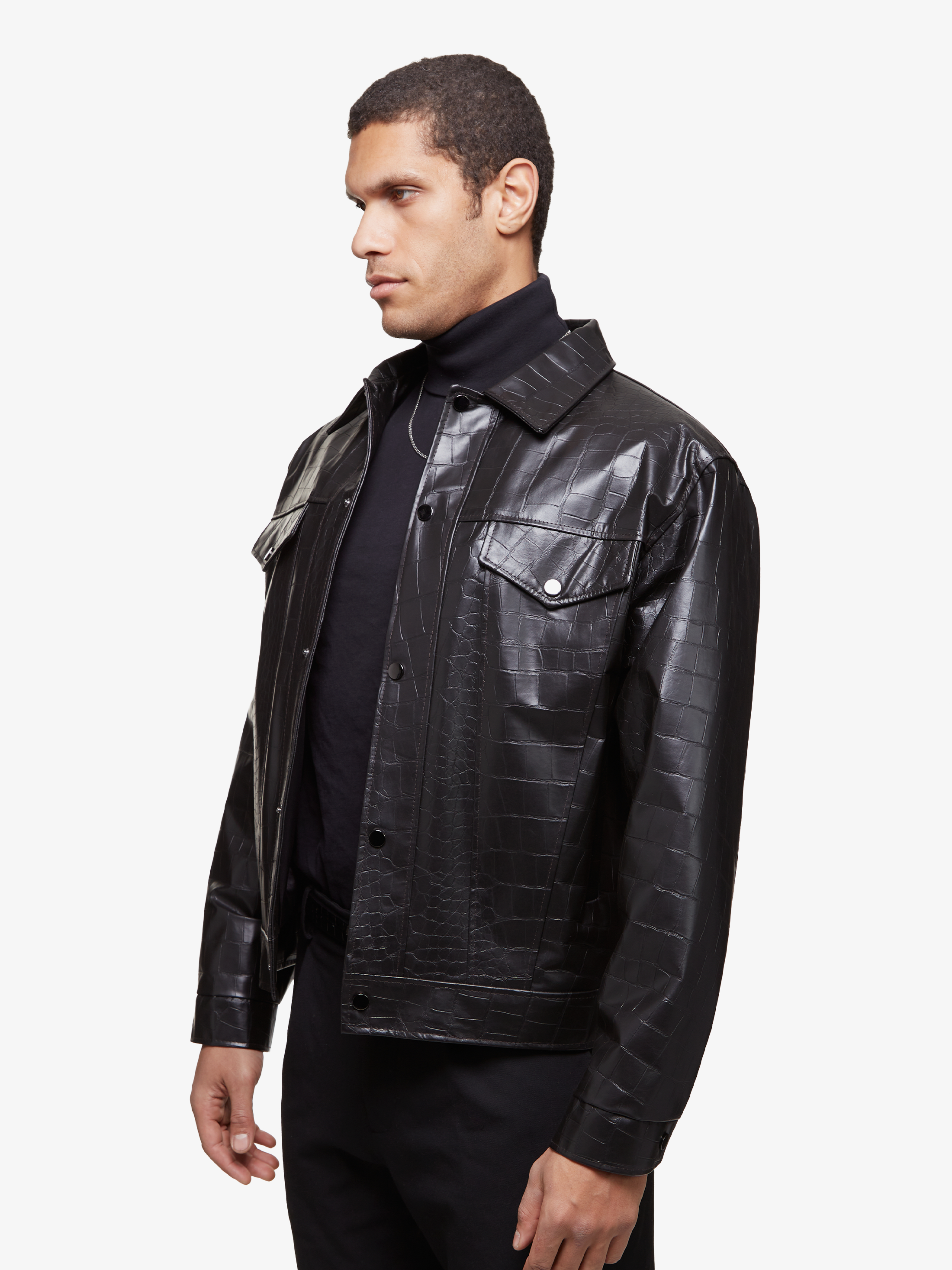 Summit brun foncé || Manteau en cuir