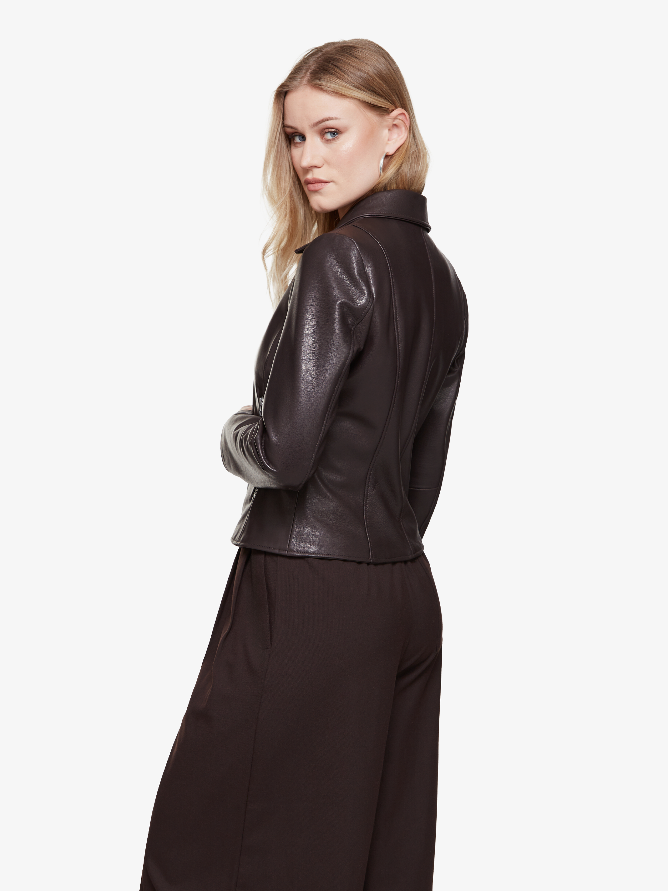 Hallow brun chocolat || Manteau en cuir