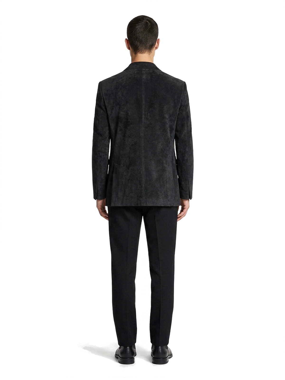 Blazer croisé REMY en suède noir, vue de dos