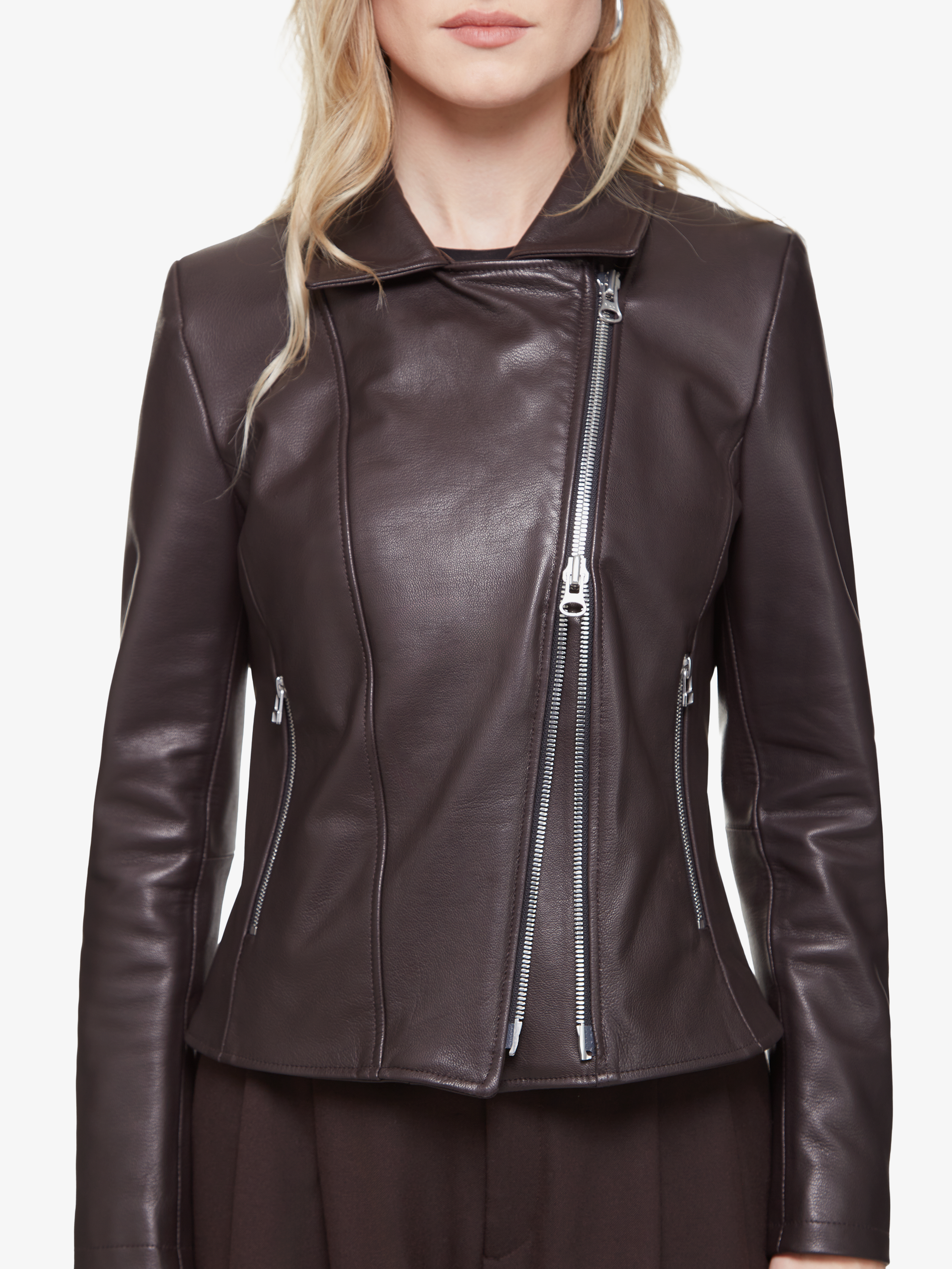 Hallow brun chocolat || Manteau en cuir