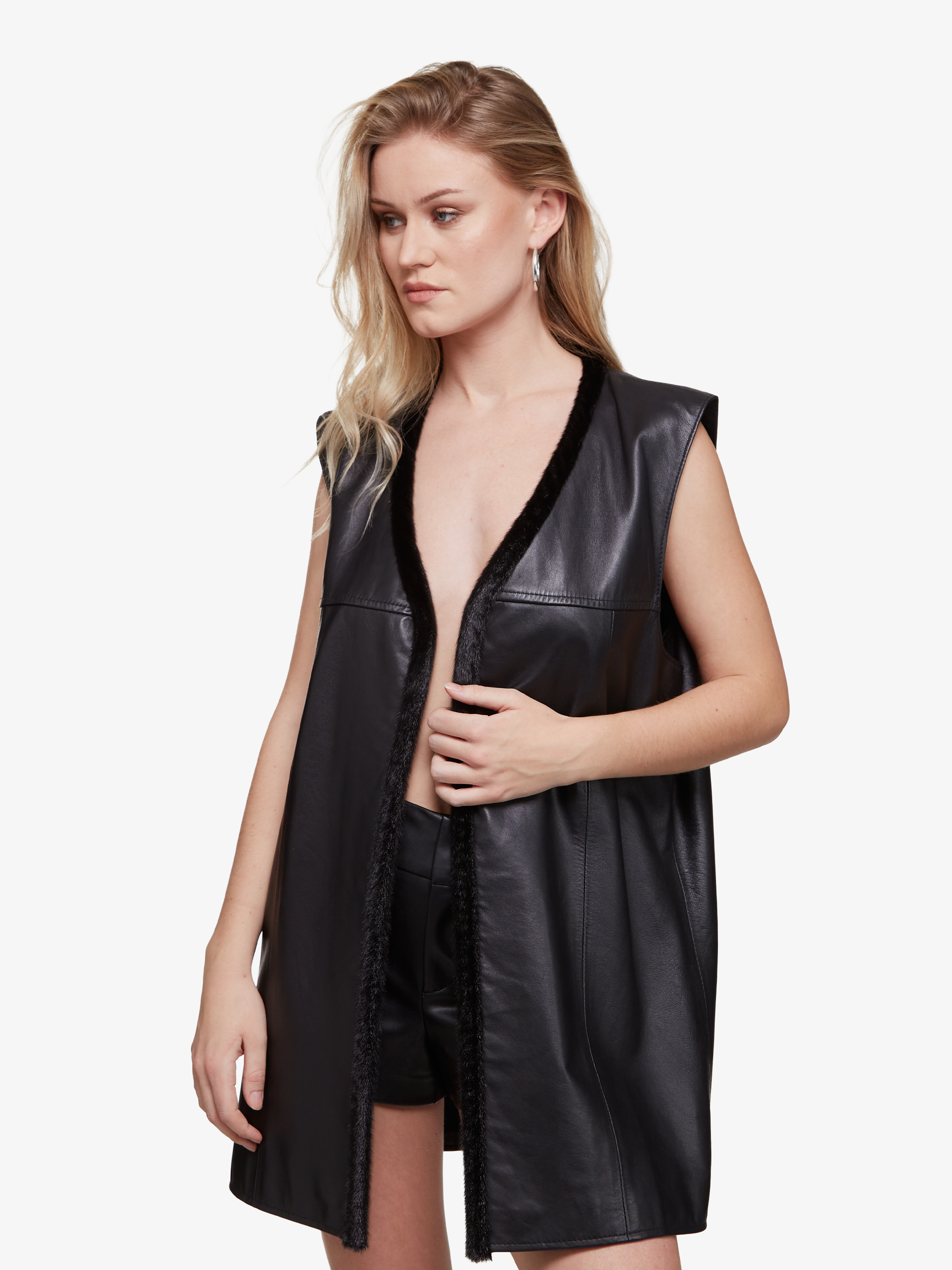 Ivory || Veste en cuir & vison