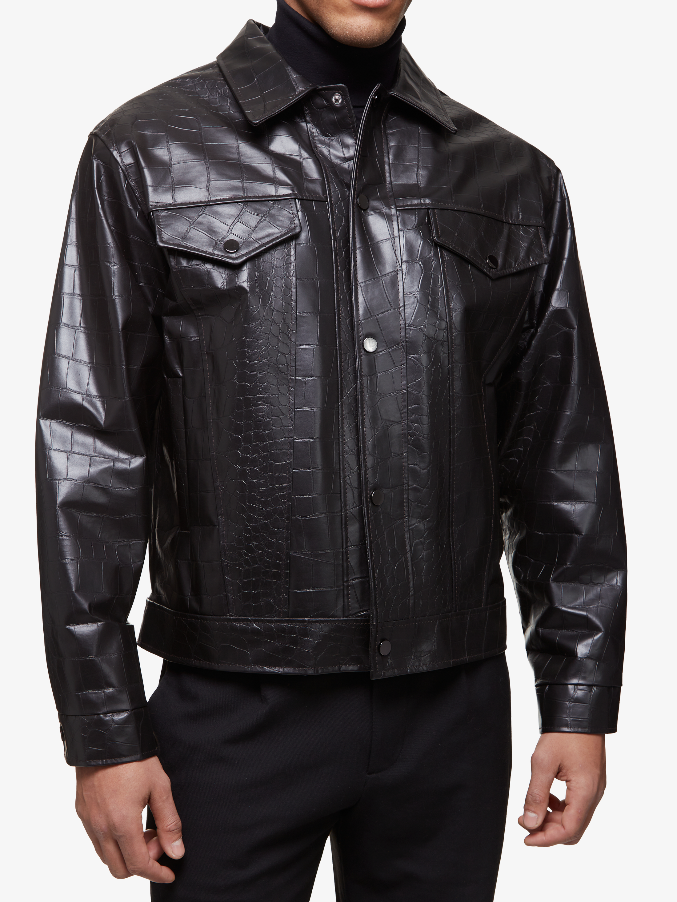 Summit brun foncé || Manteau en cuir