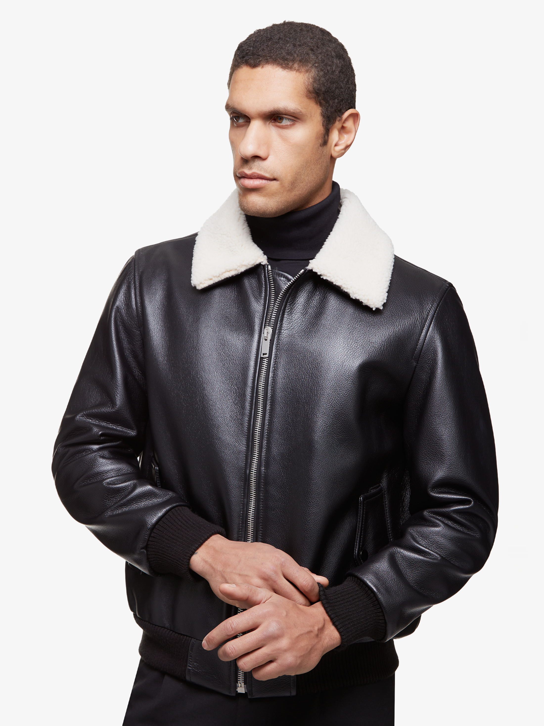 Horizon || Bomber en cuir & laine mérino