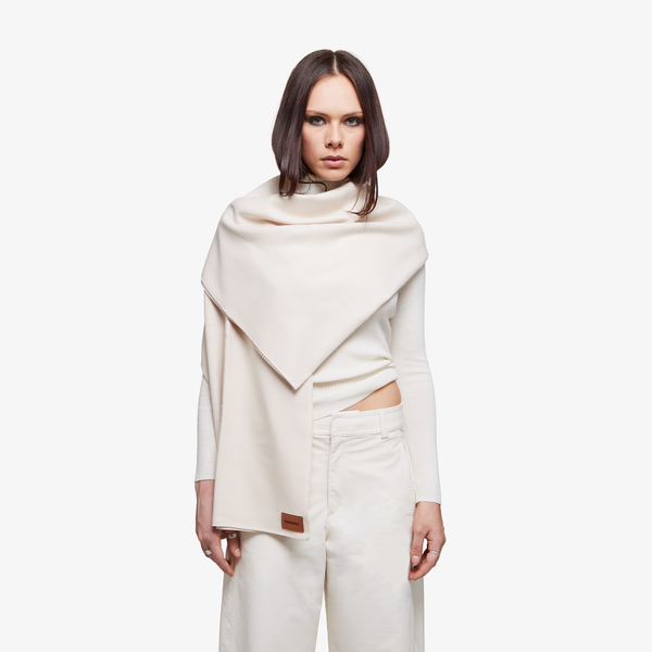 Foulard-couverture en cachemire beige pâle