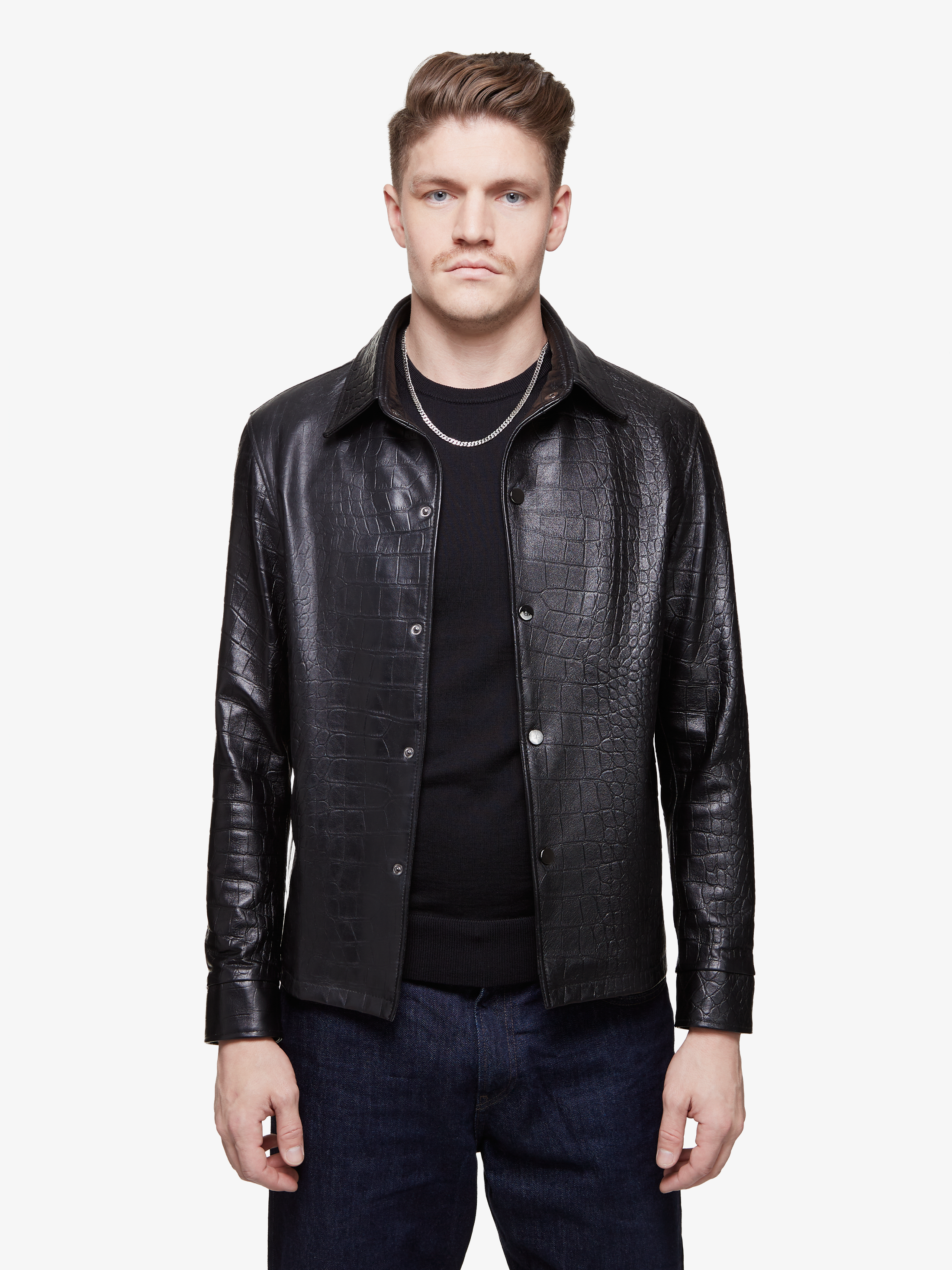 Sterling croco || Overshirt en cuir d'agneau