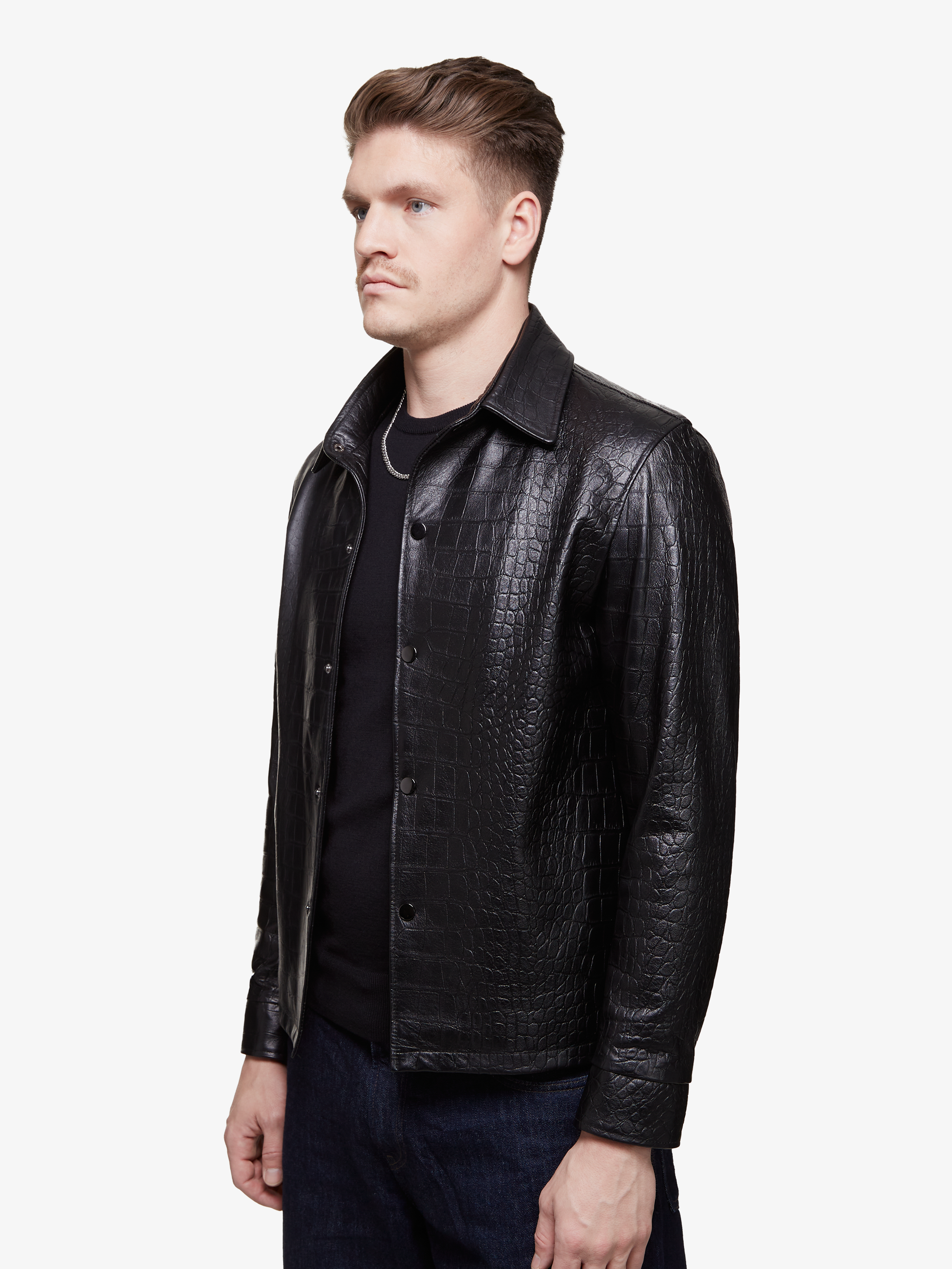 Sterling croco || Overshirt en cuir d'agneau