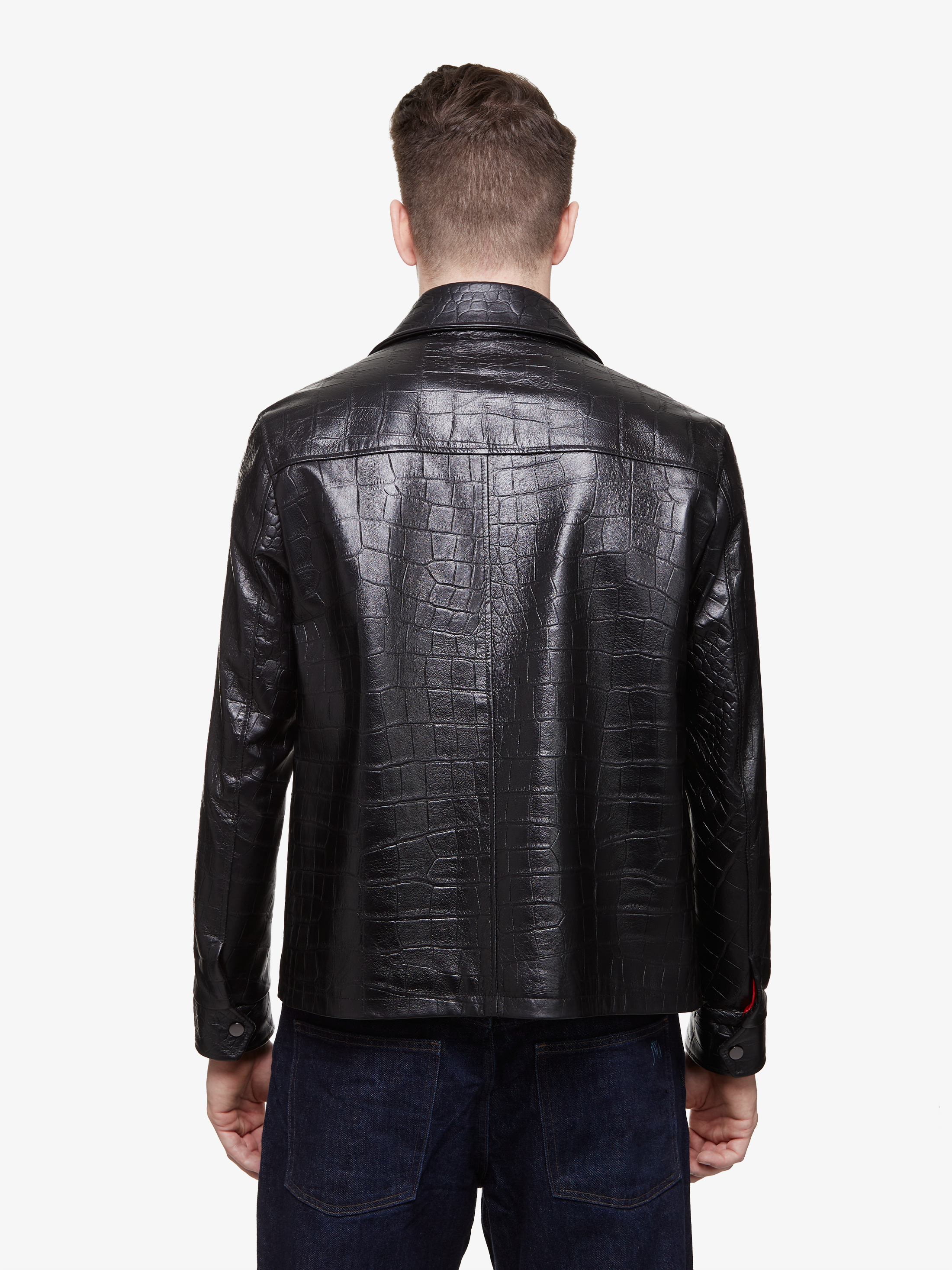 Sterling croco || Overshirt en cuir d'agneau