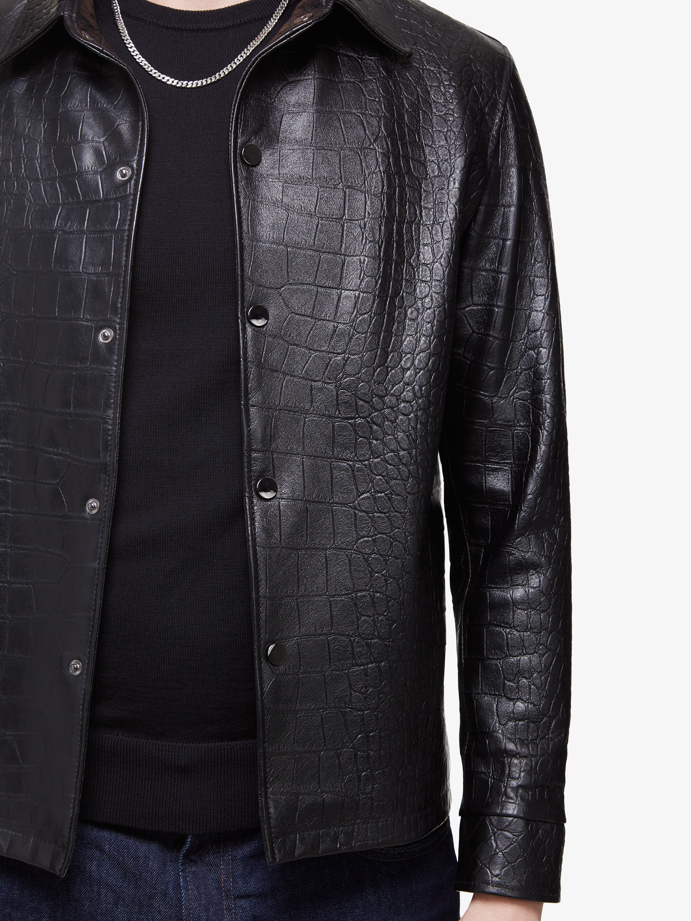 Sterling croco || Overshirt en cuir d'agneau