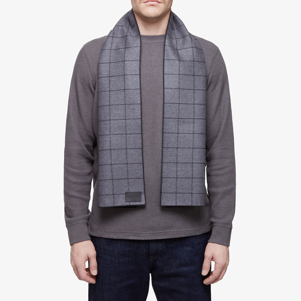 Foulard en cachemire à carreaux gris