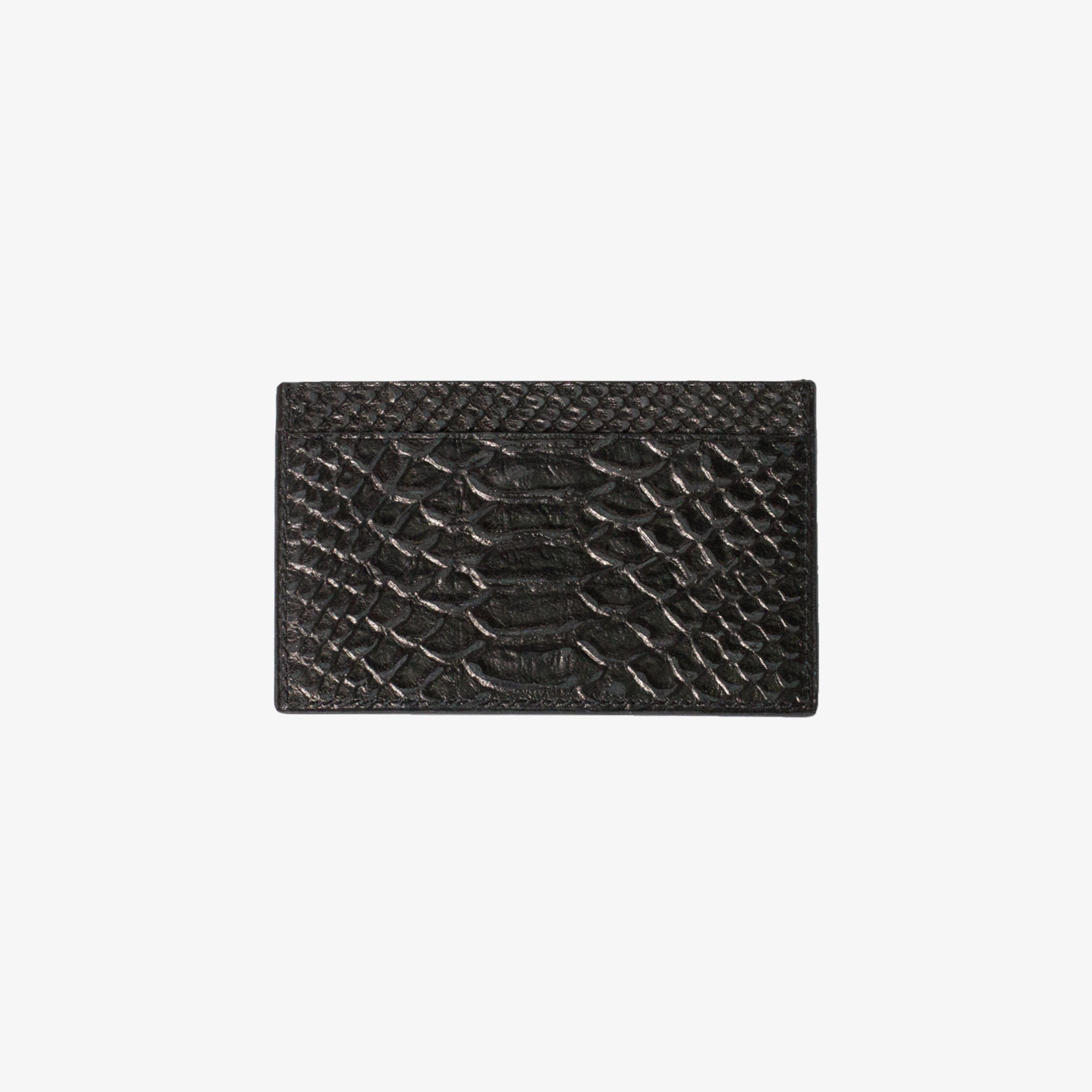 Porte-Cartes en Cuir Python Noir