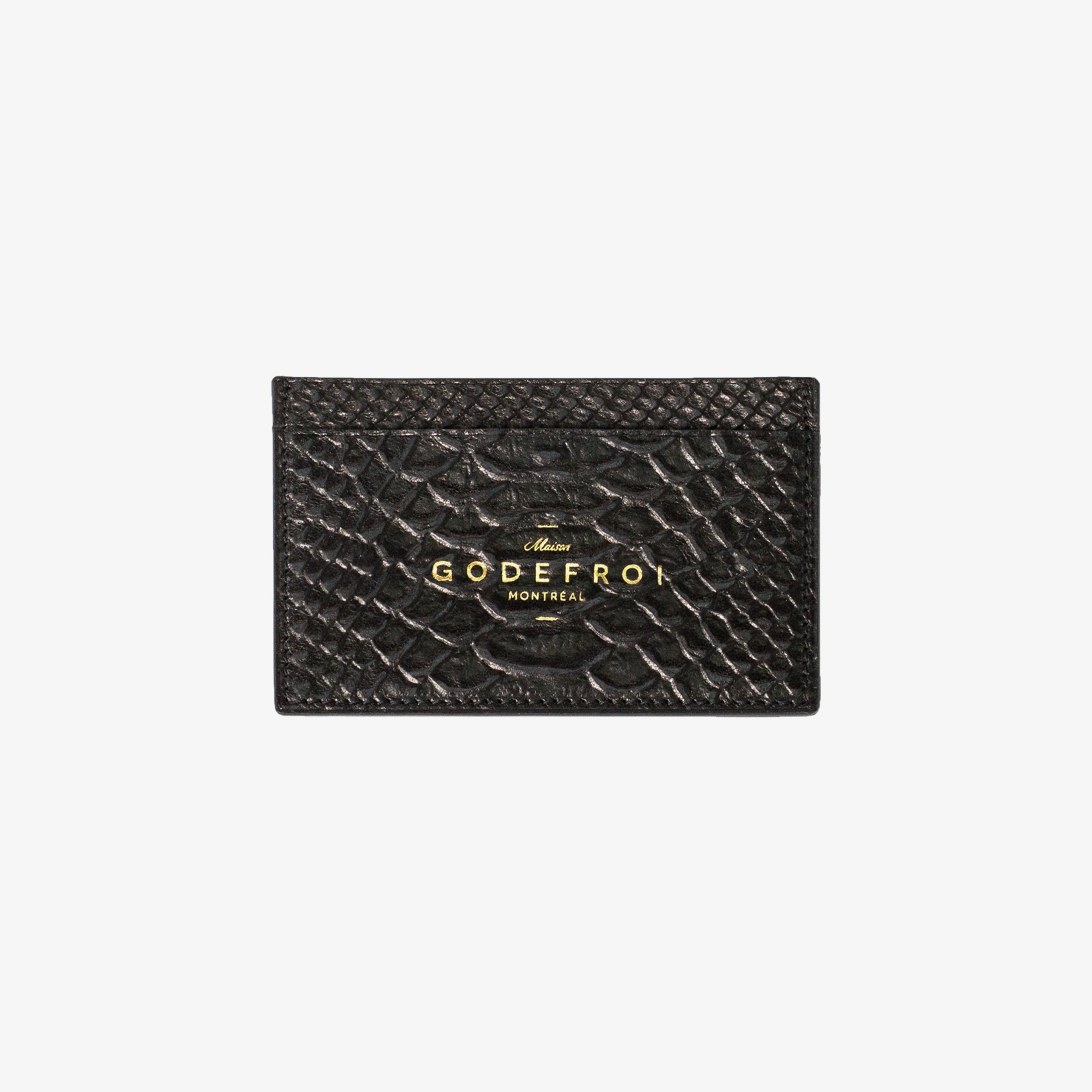 Porte-Cartes en Cuir Python Noir