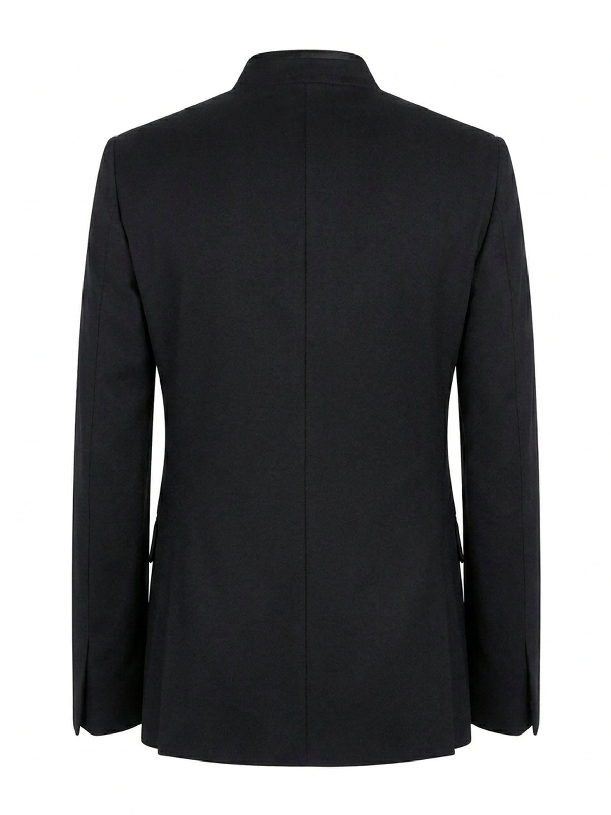 AURÈLE, veste smoking en cachemire noir à col officier, vue de dos sur mannequin invisible.