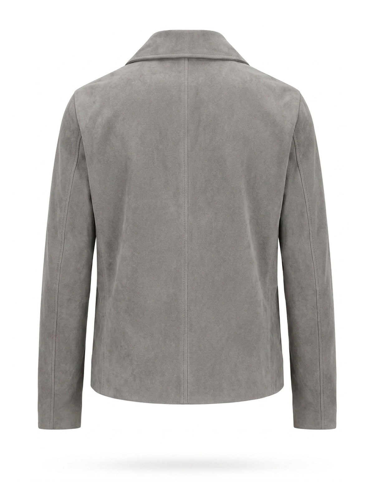 BEAUMONT, trench court en cuir de suède gris, vu de dos sur mannequin invisible.