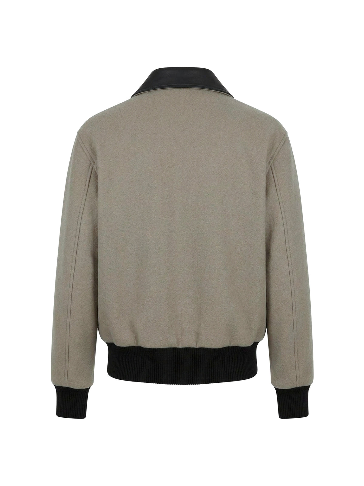 HENRI, blouson en lainage à col de cuir d'agneau noir, vu de dos sur mannequin invisible.