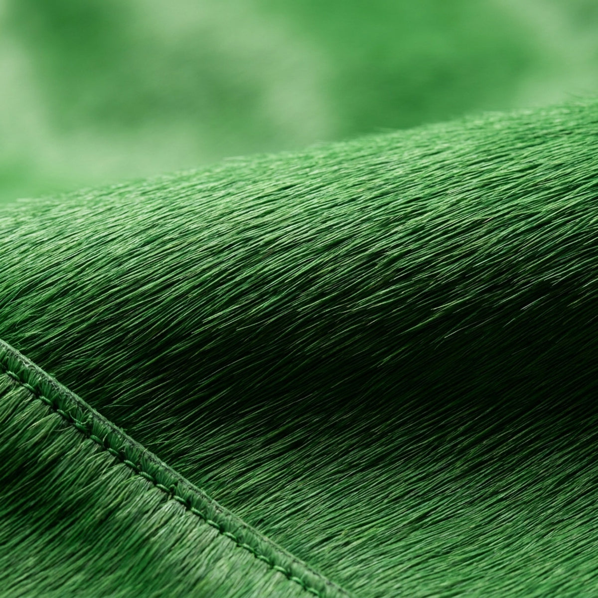Veau façon poulain vert, macro : poil ras couché dans un seul sens.